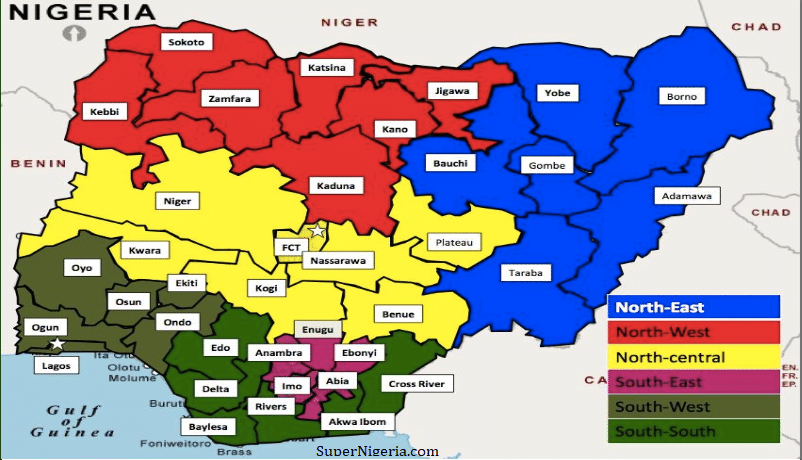nigeria geo political zones and states
